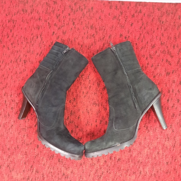 Gianni Bini Women's Heeled Boots Black Suede Leather Side Zip Size 8M - Picture 8 of 13